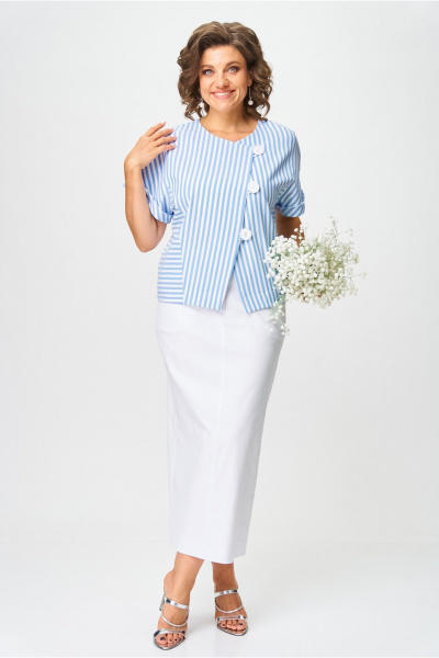 Жакет, юбка Michel chic 1422 белый_полоска - фото 1