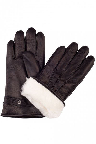 Черные кожаные перчатки с натуральным мехом для демисезона ACCENT 293 черный - фото 1