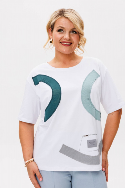 Брюки, футболка Anastasia 1212 белый/светло-серый - фото 3