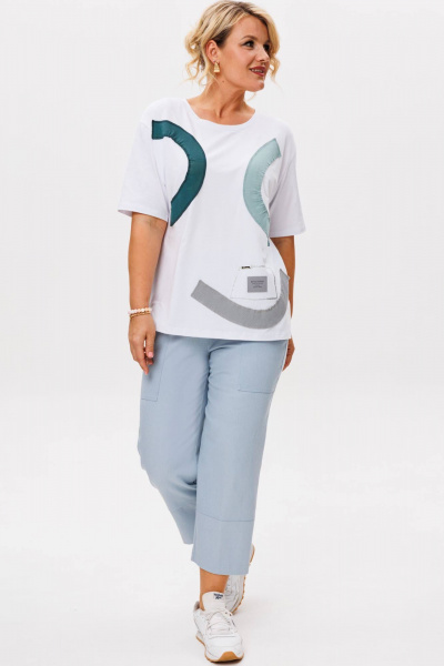 Брюки, футболка Anastasia 1212 белый/светло-серый - фото 1