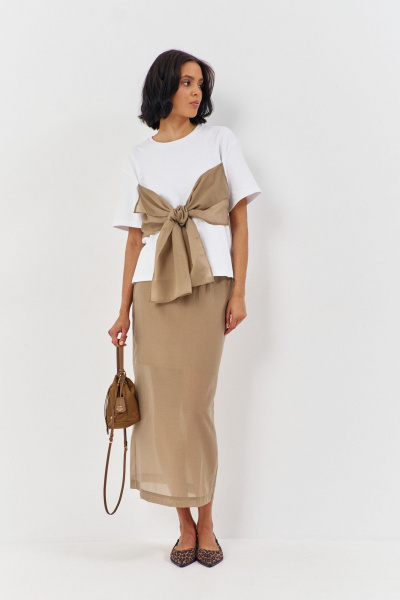 Майка, юбка FLAIM 1169 белый-капучино - фото 1