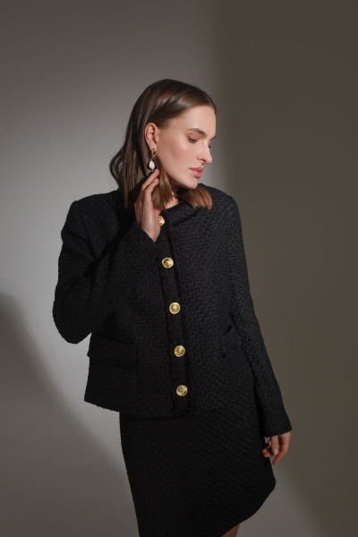Жакет в стиле Шанель из твида с накладными карманами HELEN BIRCH J014 - фото 1