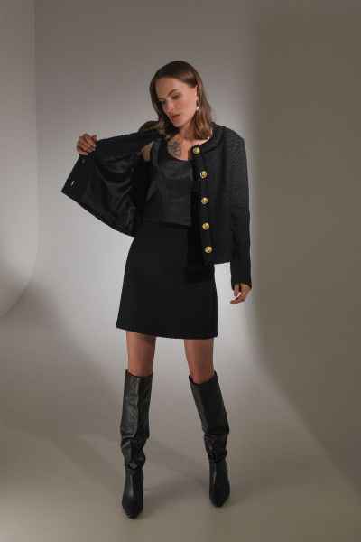 Жакет в стиле Шанель из твида с накладными карманами HELEN BIRCH J014 - фото 3