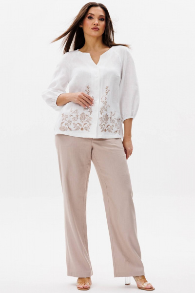 Рубашка Ma Сherie 1175 белый+бежевый - фото 9