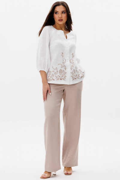 Рубашка Ma Сherie 1175 белый+бежевый - фото 7