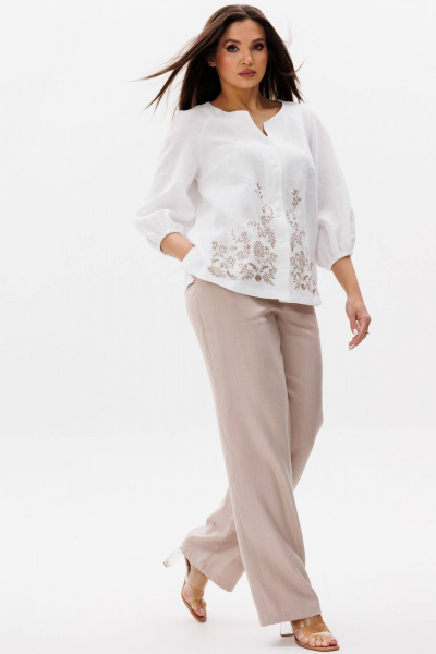 Рубашка Ma Сherie 1175 белый+бежевый - фото 5