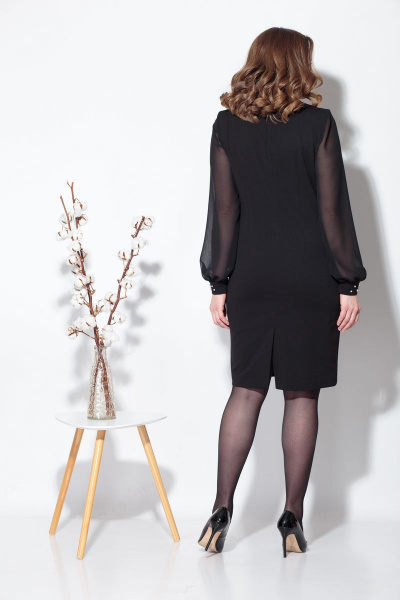 Платье трикотаж шифон с жемчужинами и шлицей Fortuna ШЖ 696 - фото 4