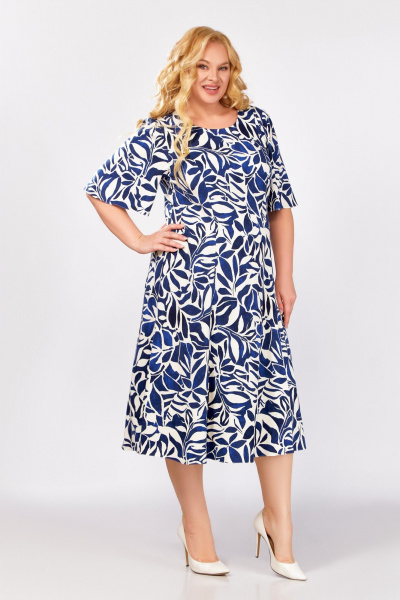 Платье Swallow 854 сине-молочный_принт - фото 11