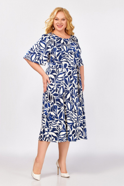 Платье Swallow 854 сине-молочный_принт - фото 3