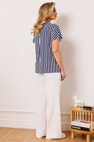 Блуза, брюки Мода Юрс 2910 молочный_полоска - фото 17