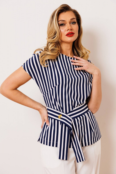 Блуза, брюки Мода Юрс 2910 молочный_полоска - фото 5