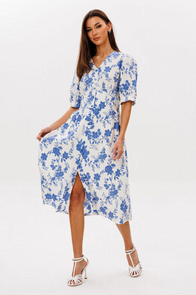 Платье Ларс Стиль 1088 молочно-голубой_принт - фото 1