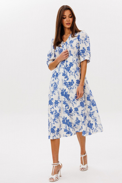 Платье Ларс Стиль 1088 молочно-голубой_принт - фото 3