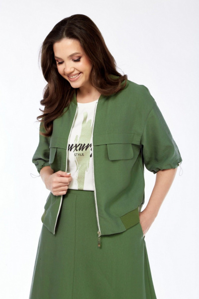 Бомбер, майка, юбка Милора-стиль 1333 зеленый - фото 7