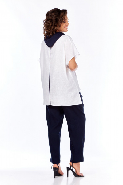 Блуза, брюки Диомант 2066 белый-синий - фото 12