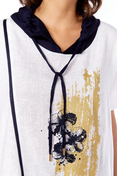 Блуза, брюки Диомант 2066 белый-синий - фото 8