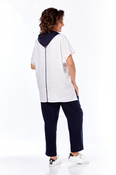 Блуза, брюки Диомант 2066 белый-синий - фото 2