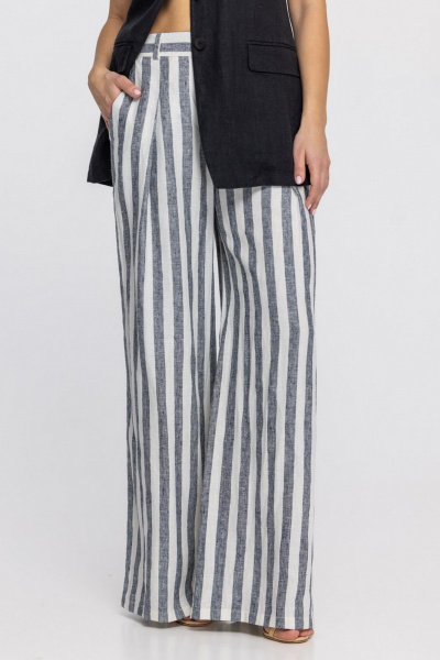 Брюки FASHION CENTRE Л-3968 молочно-черная полоска - фото 2