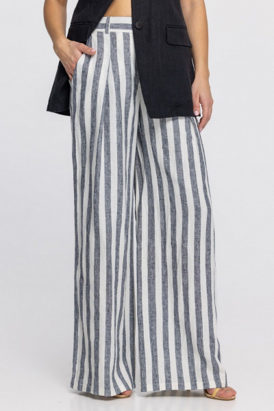 Брюки FASHION CENTRE Л-3968 молочно-черная полоска - фото 1