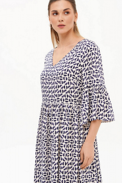 Платье Nelva 51725 молочно-синий принт - фото 3