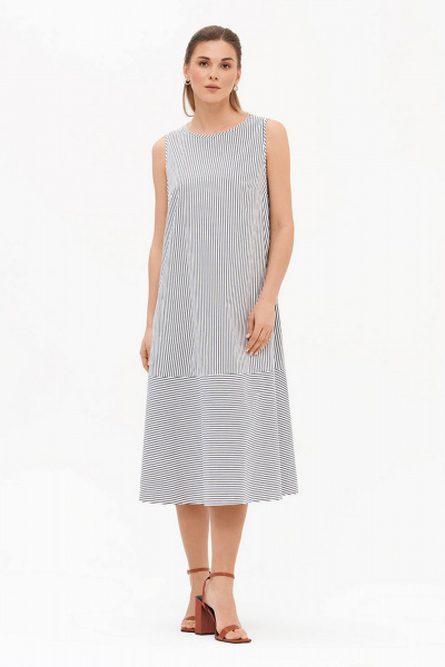 Платье Nelva 51726 молочный, серая полоска - фото 6