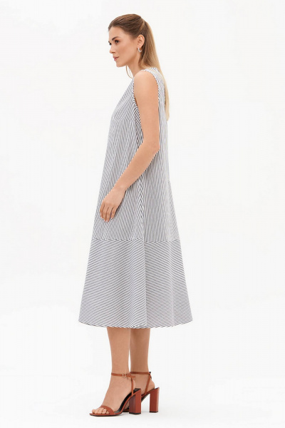 Платье Nelva 51726 молочный, серая полоска - фото 5