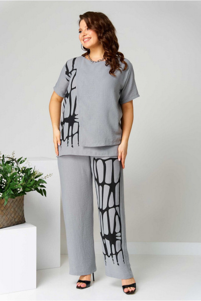 Блуза, брюки Асолия 1484 серый - фото 3