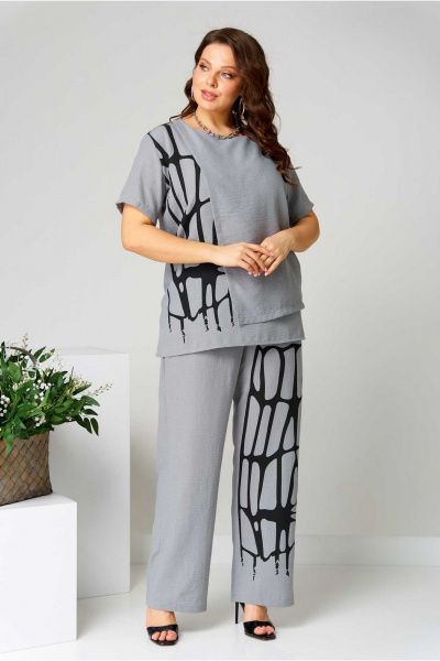 Блуза, брюки Асолия 1484 серый - фото 2