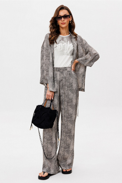 Блуза, брюки Butеr 3099 бежево-черный - фото 13