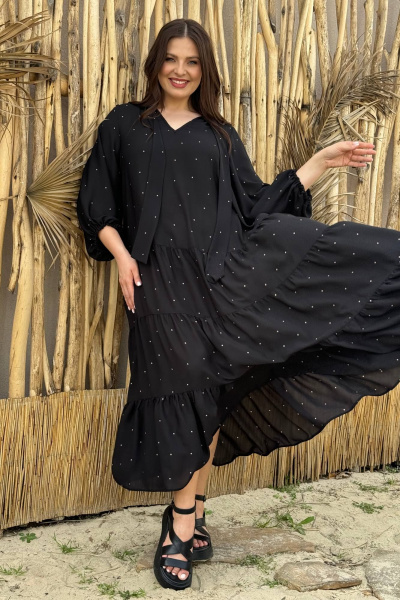 Платье Anastasia 713.1 черный(горошек) - фото 4