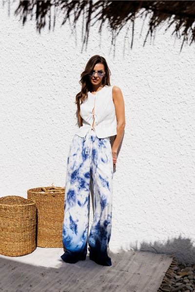 Брюки Butеr 3097 бело-синий - фото 9