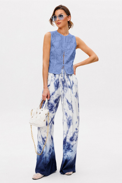 Брюки Butеr 3097 бело-синий - фото 1