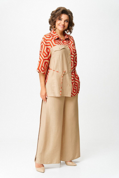 Блуза, брюки Koketka i K 1282 беж+терракот - фото 9