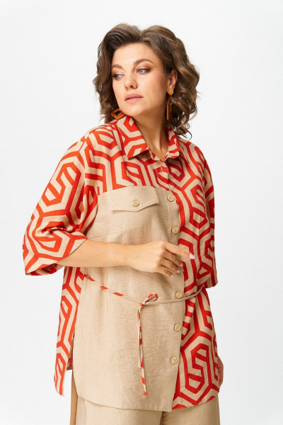 Блуза, брюки Koketka i K 1282 беж+терракот - фото 7