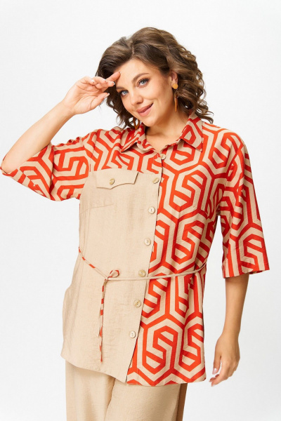 Блуза, брюки Koketka i K 1282 беж+терракот - фото 6