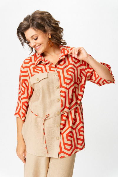 Блуза, брюки Koketka i K 1282 беж+терракот - фото 5