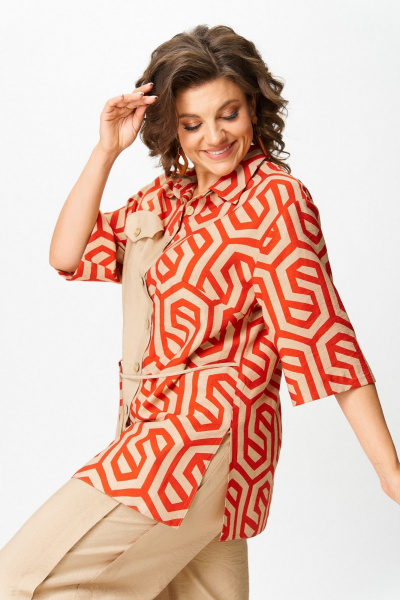 Блуза, брюки Koketka i K 1282 беж+терракот - фото 4