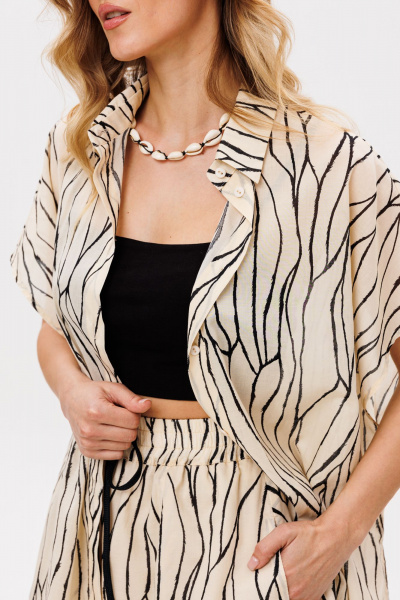 Блуза, шорты EOLA 2853 бежевый_черный_принт - фото 8
