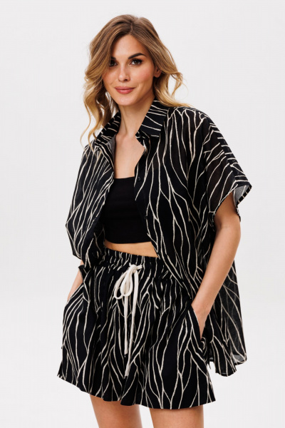 Блуза, шорты EOLA 2853 черный_бежевый_принт - фото 10