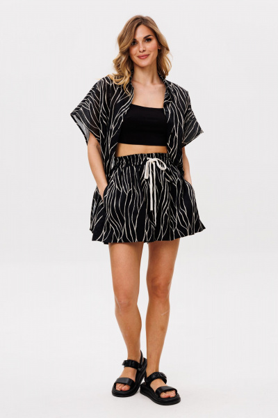 Блуза, шорты EOLA 2853 черный_бежевый_принт - фото 6