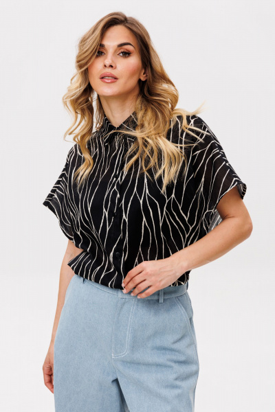 Блуза EOLA 2874 черный-бежевый-принт - фото 1