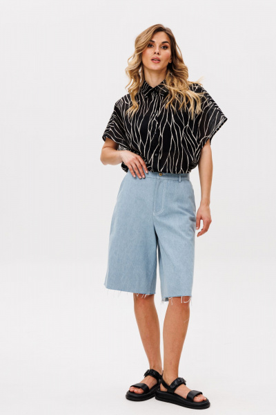 Блуза EOLA 2874 черный-бежевый-принт - фото 9