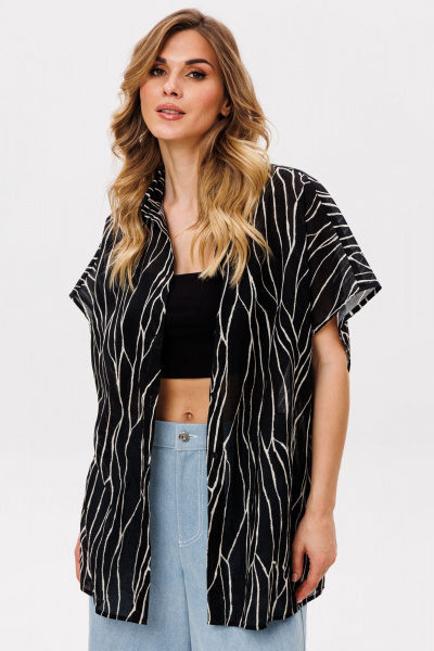 Блуза EOLA 2874 черный-бежевый-принт - фото 7