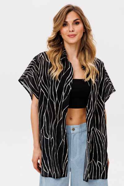 Блуза EOLA 2874 черный-бежевый-принт - фото 6