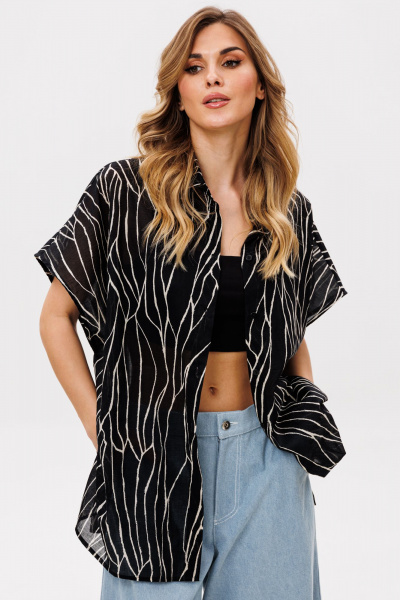 Блуза EOLA 2874 черный-бежевый-принт - фото 2