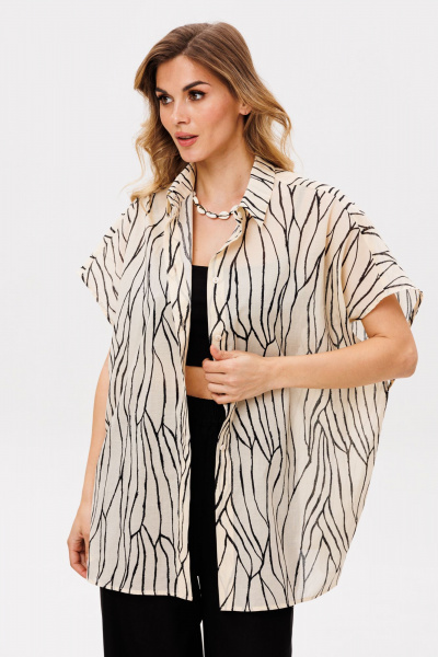 Блуза EOLA 2874 бежевый_черный_принт - фото 5