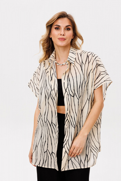 Блуза EOLA 2874 бежевый_черный_принт - фото 1