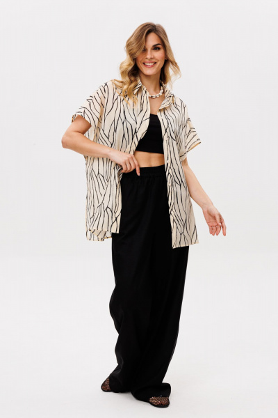 Блуза EOLA 2874 бежевый_черный_принт - фото 4