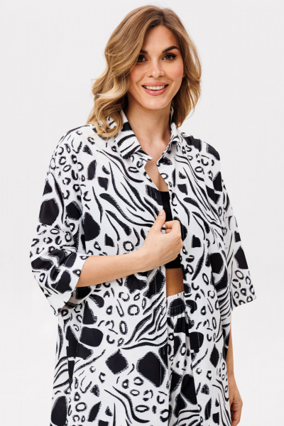 Блуза, брюки EOLA 2858 молочный_черный_принт - фото 10