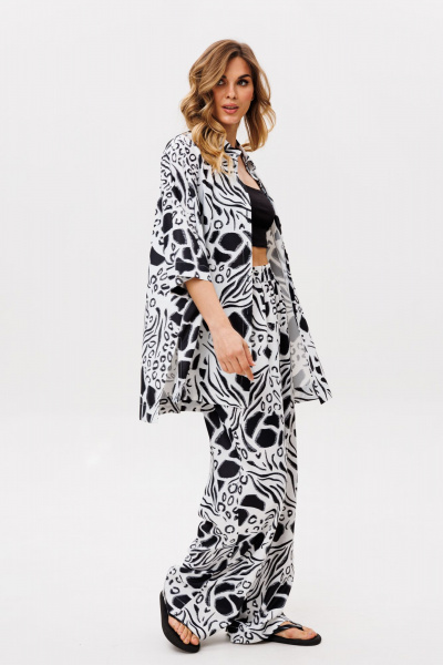 Блуза, брюки EOLA 2858 молочный_черный_принт - фото 8